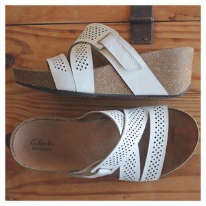 Clarks Collection Leather Perforated Slip On 8M